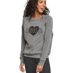 Spiritual Gangster Grey Sweatshirt Heart Yoga Love XS